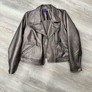 Classic Metallic Brown Moto Jacket